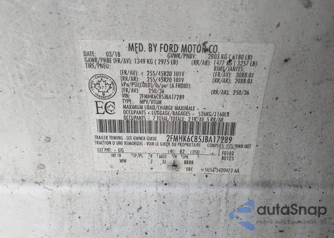 2018 Ford Flex Sel z USA, uszkodzony, nr VIN 2FMHK6C85JBA17289